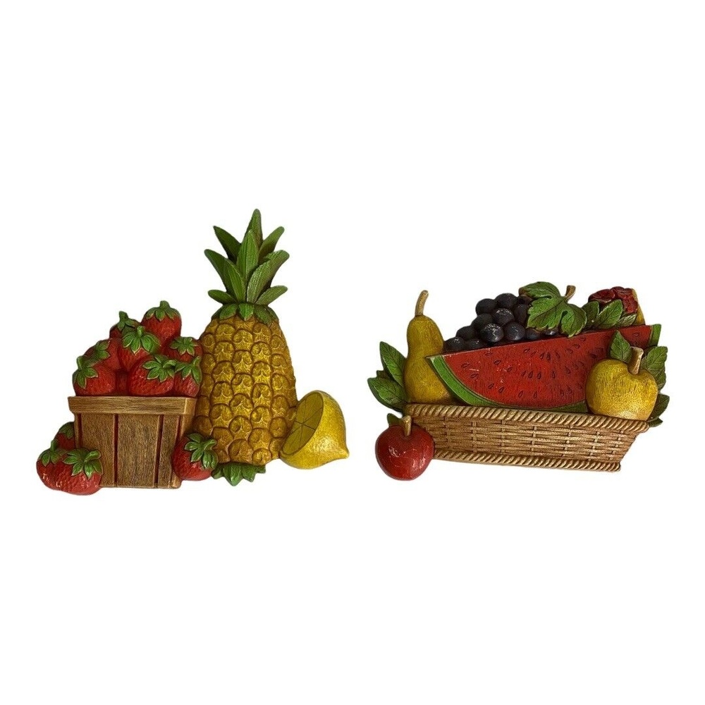 Homco? Dart Ind Fruit Plastic Wall Hangings Dated 1975 Retro Vintage 7350 7351